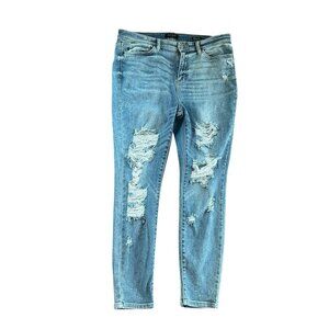 Judy Blue Women’s Distressed Bleach Skinny Fit Medium Wash Jeans Sz‎ 15/32